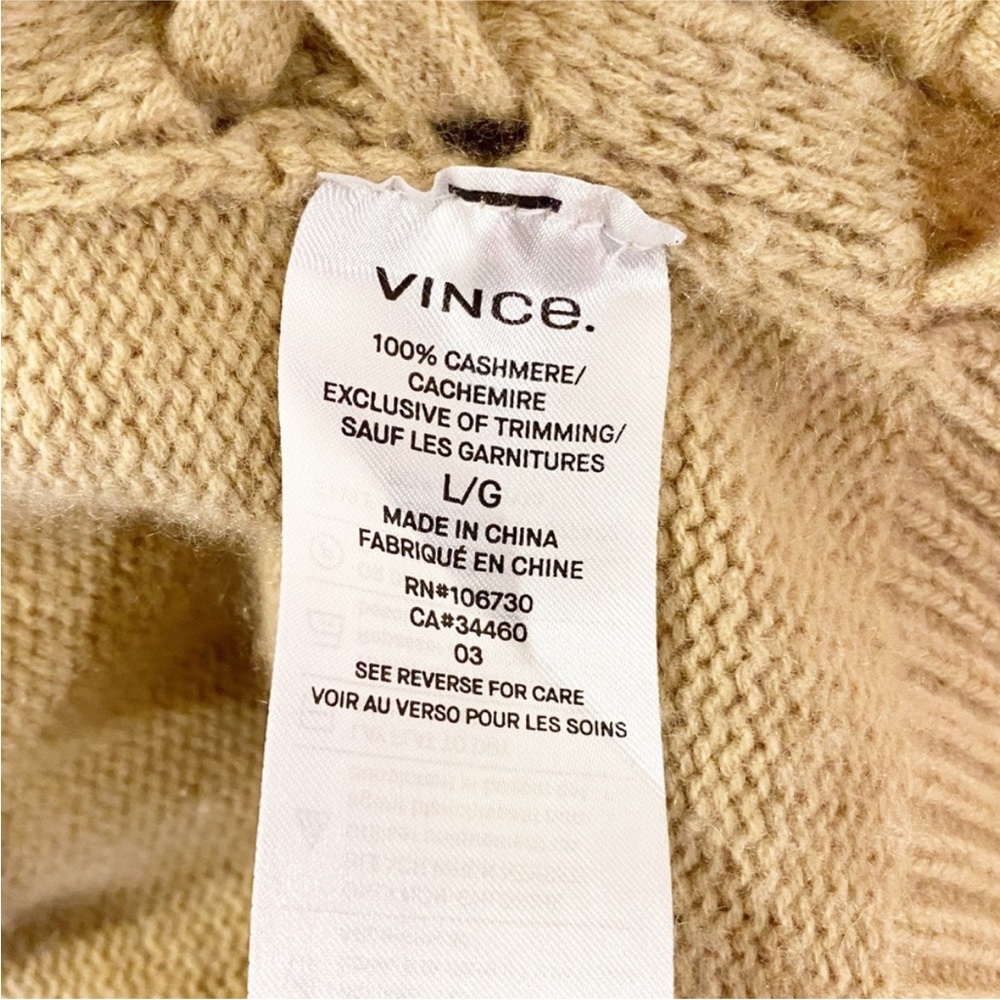 VINCE Lace Up Cashmere Pullover in Camel Size: L - Picture 6 of 7